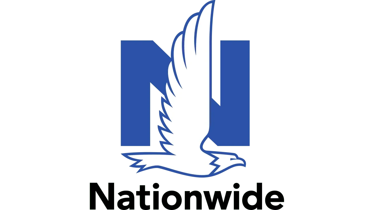 Nationwide logo with a white eagle flying across a blue letter N above the word Nationwide.