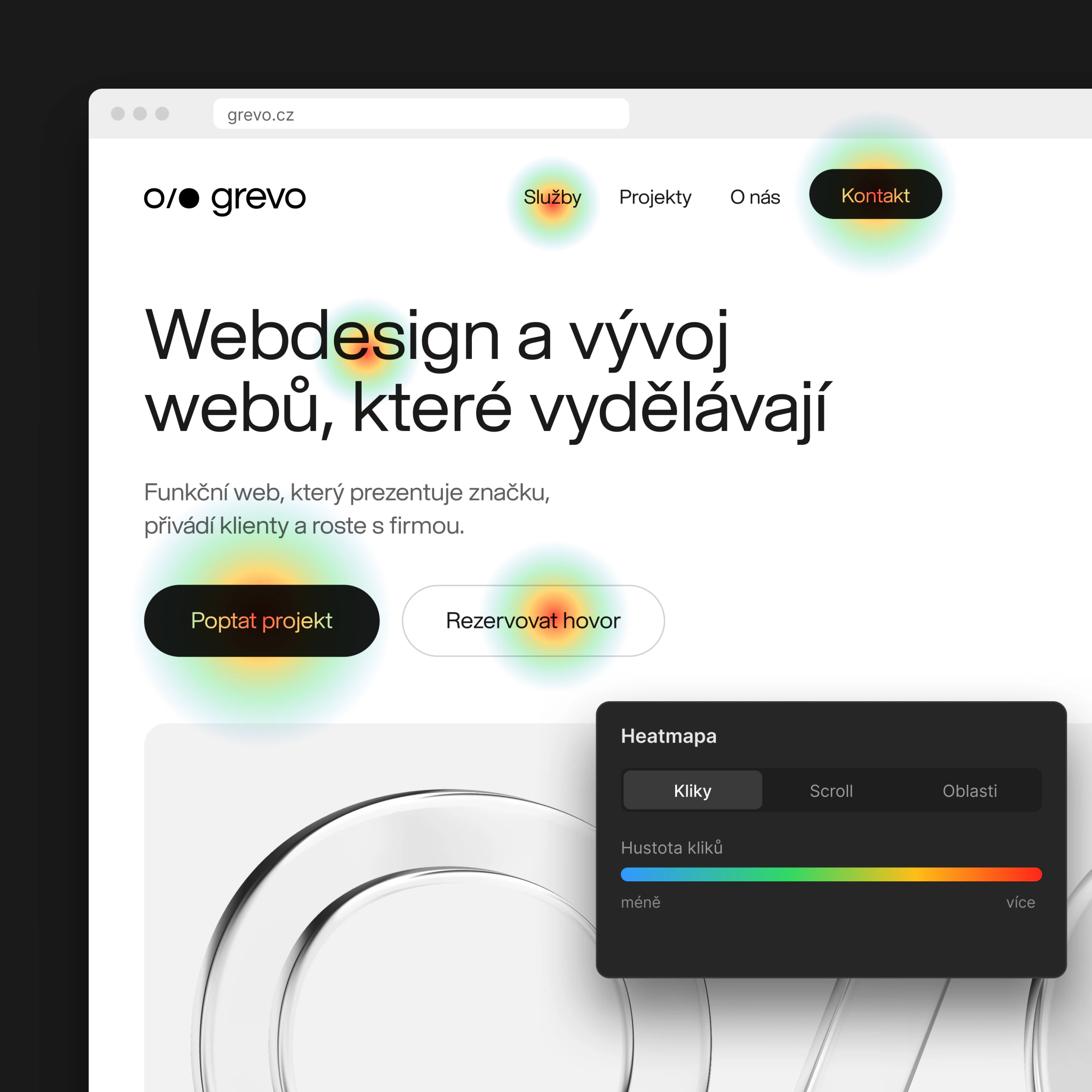 Heatmapa kliků na úvodní sekci webu – design pro konverze