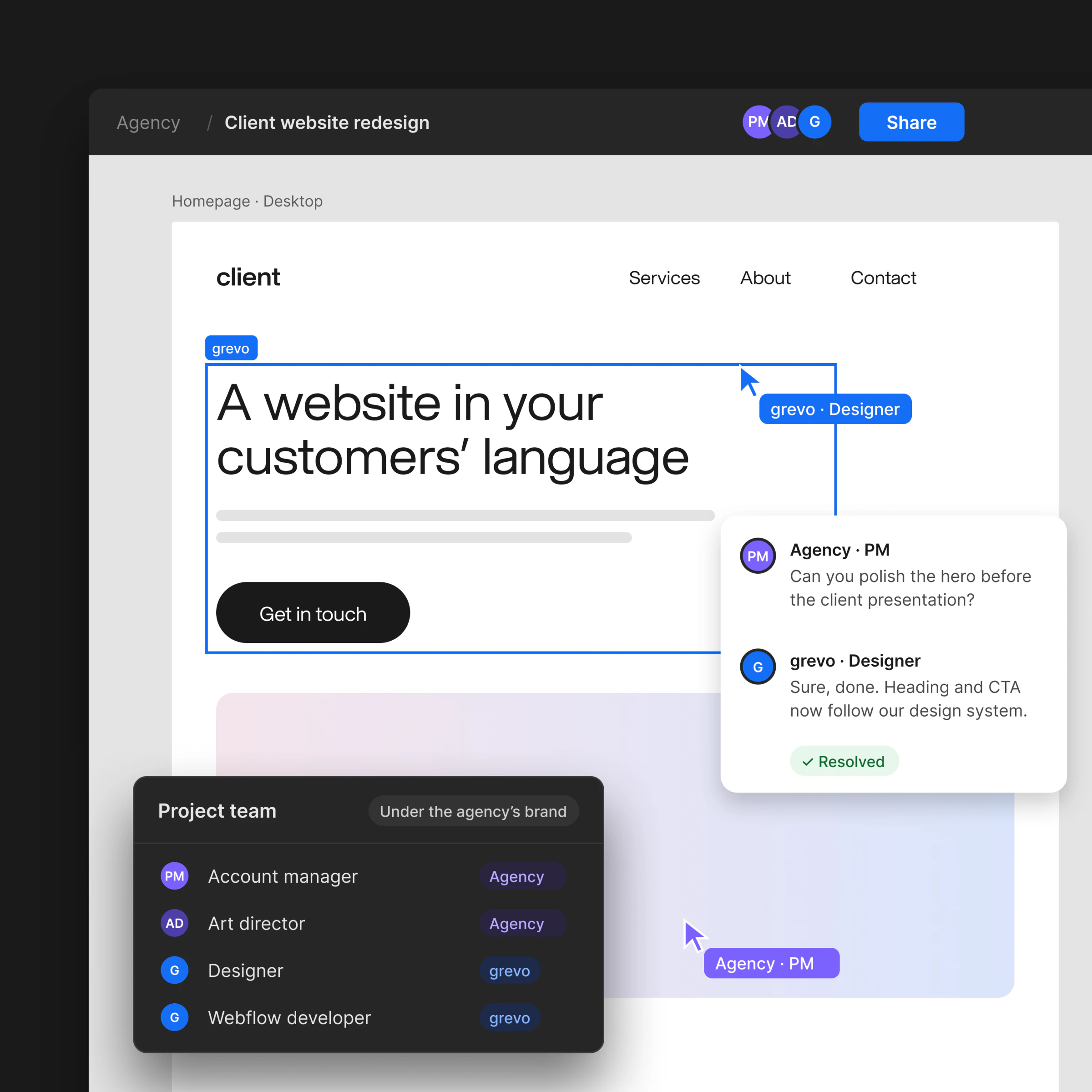 Shared design file for an agency and grevo – extending the team