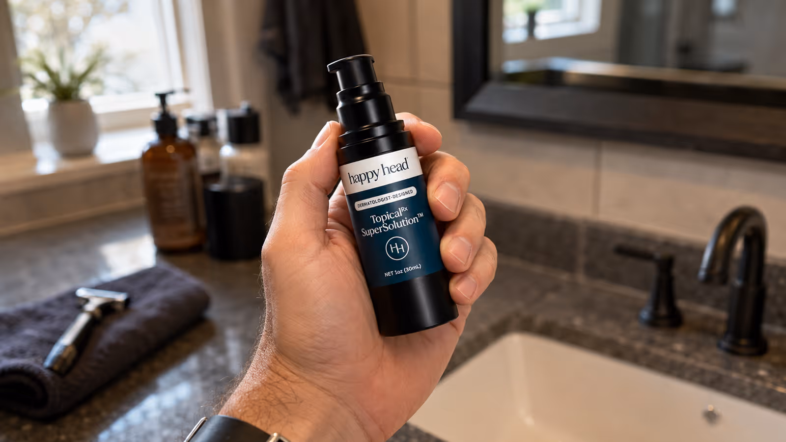 Topical SuperSolution ProBlend bottle in hand