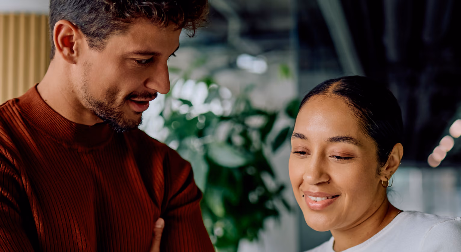 Coworkers in discussion