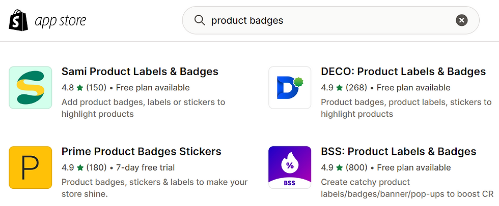 Badge Apps to show an out of stock product
