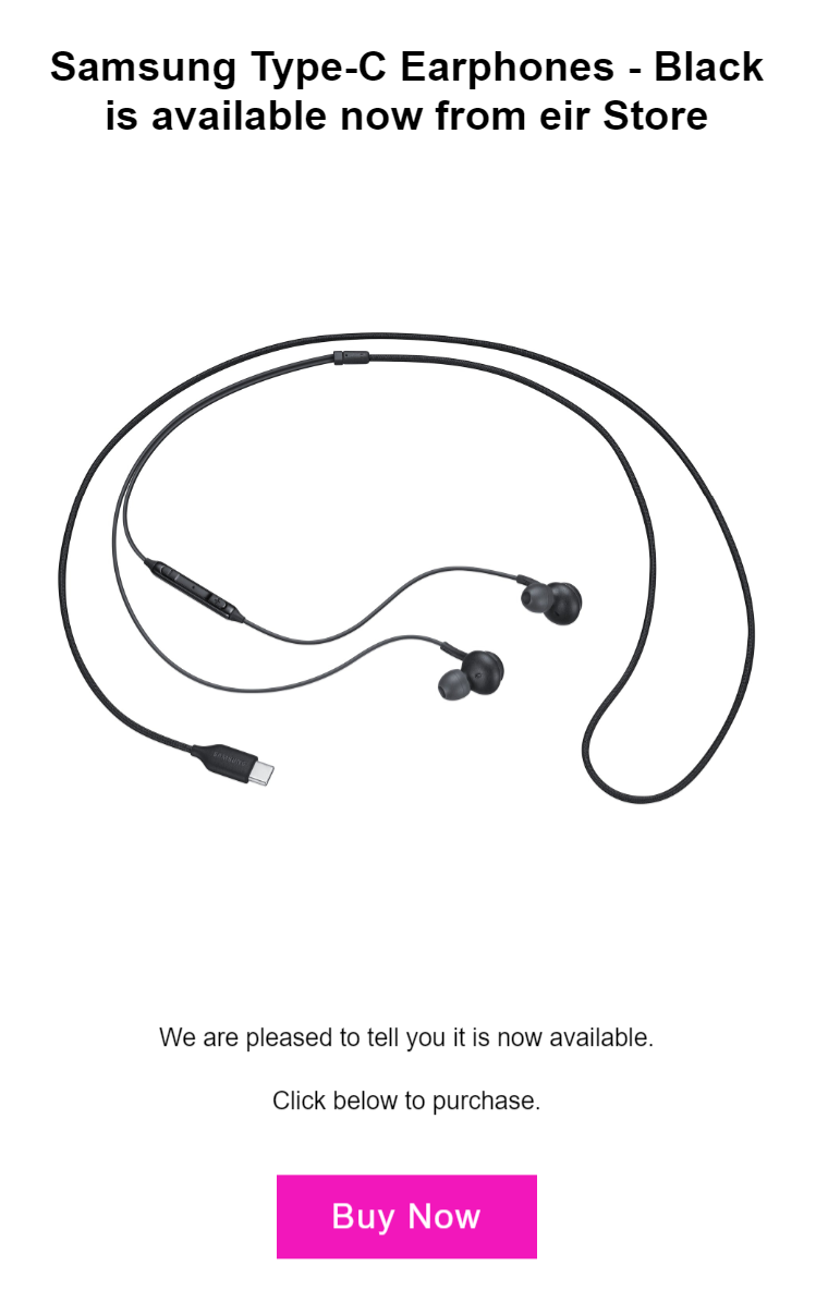 A back in stock email from EIR Store