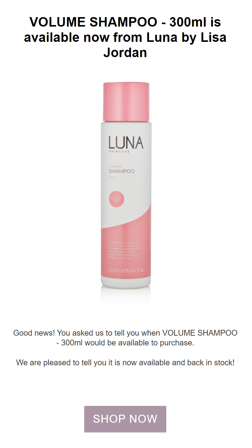 An out of stock product comes back in stock from Lisa Jordan