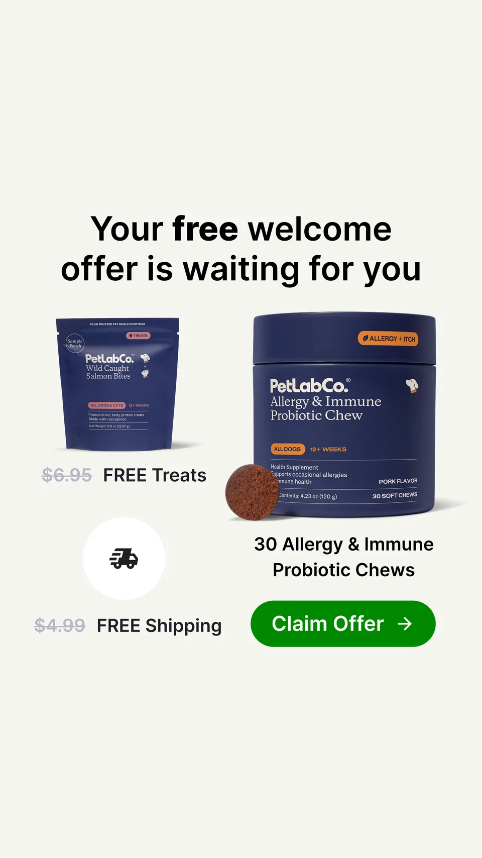 PetLab welcome offer ad