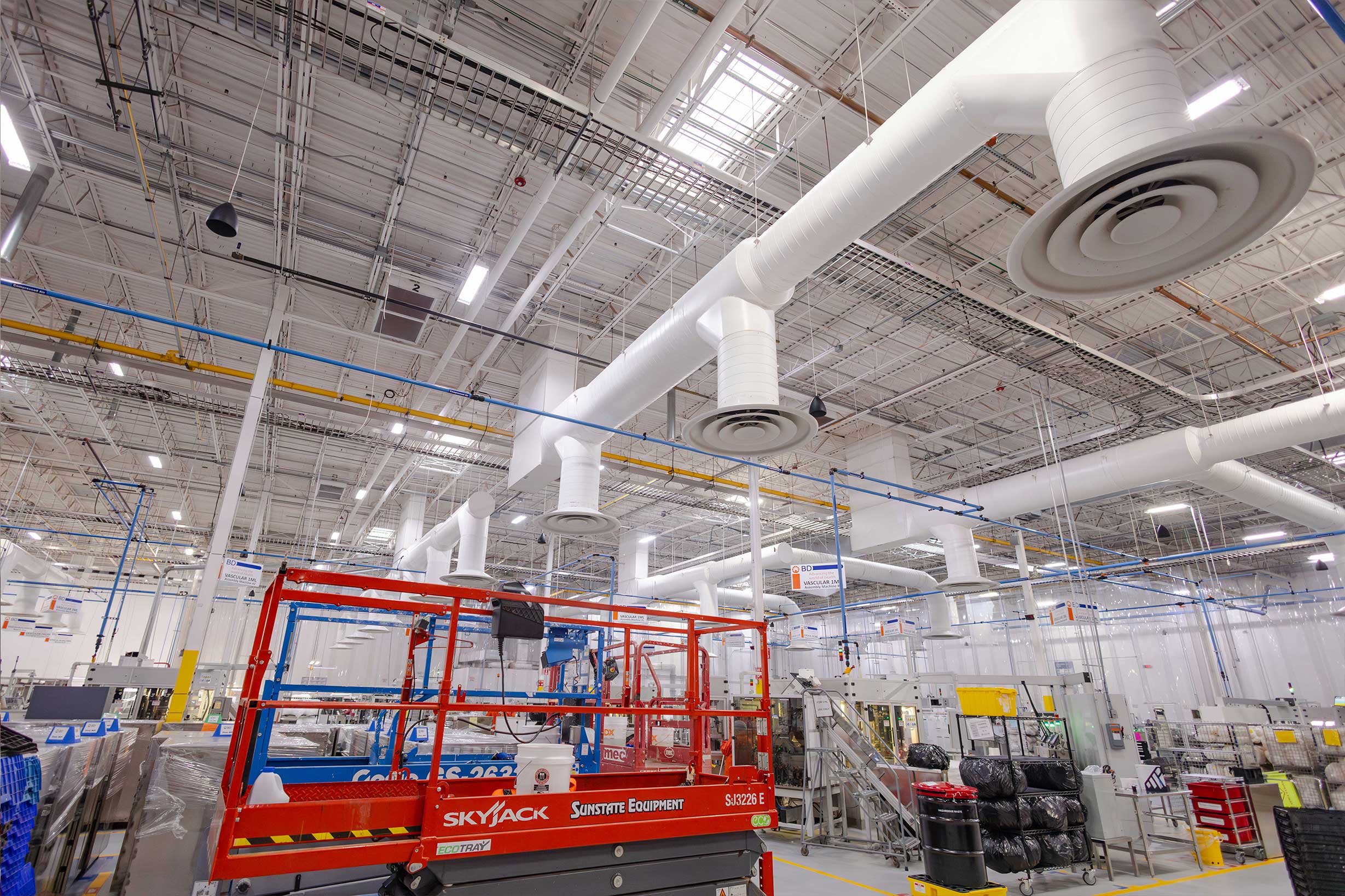 Interior of a large, clean manufacturing facility