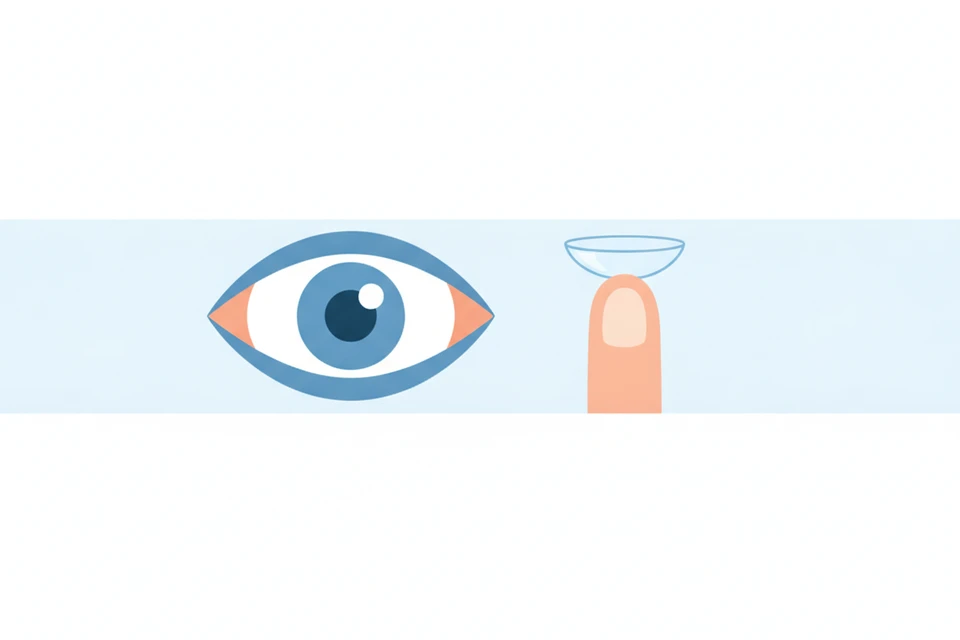 Infográfico comparativo mostrando um olho com cristalino opaco (catarata) e um olho com lente intraocular implantada recuperando a visão