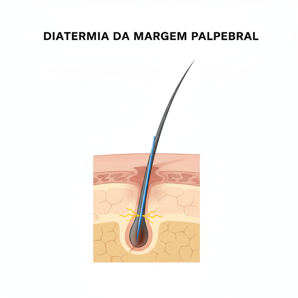 Infográfico comparativo mostrando um olho com cristalino opaco (catarata) e um olho com lente intraocular implantada recuperando a visão
