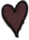 Dark red heart with a thick black outline on a transparent background.