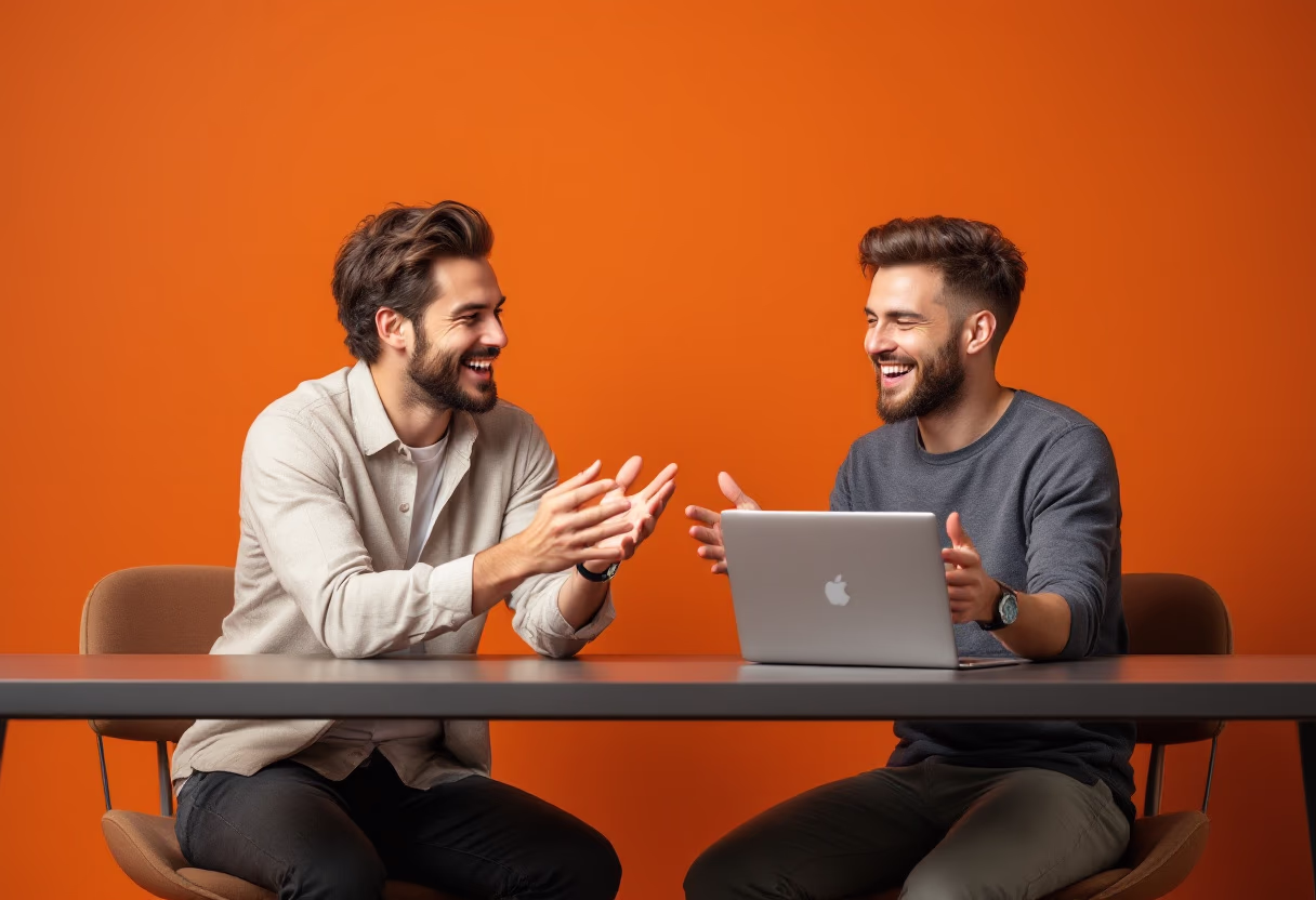 image of founders with a shared moment (for a edtech)