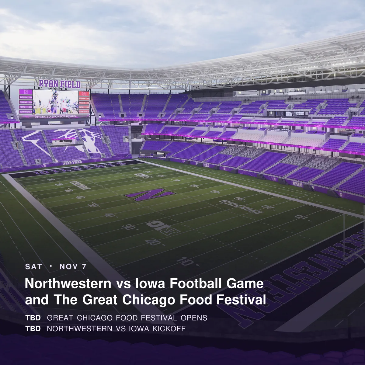 #20 Northwestern vs #26 Iowa at New Ryan Field's J.P. Morgan Club
