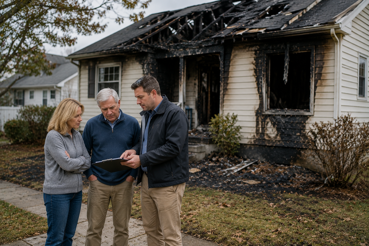 Fire-damaged Long Island house