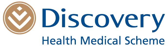 Discovery Health Medical Scheme logo with stylized emblem and text.