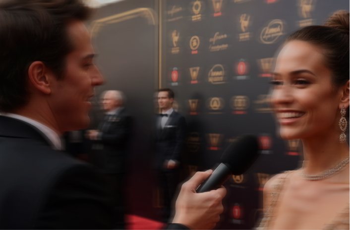 Actress interviewed on the red carpet at the Primetime Emmy Awards in Los Angeles