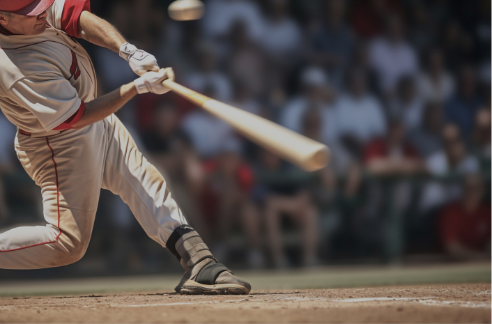 Batter connecting with a pitch during the MLB World Series