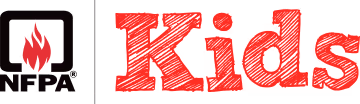 NFPA Kids logo with red flame icon and text in bold red letters.