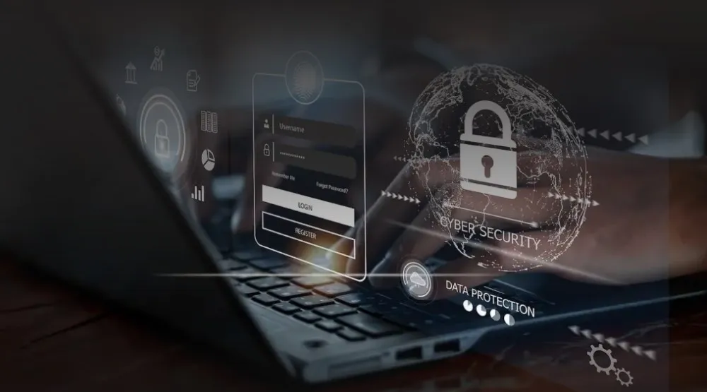 Cybersecurity shield protecting a connected digital environment