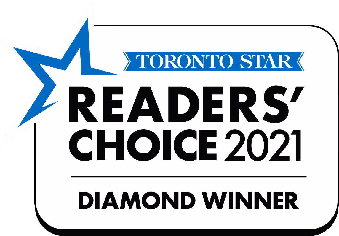 Toronto Star Readers' Choice 2021 Diamond Winner badge with blue star graphic.