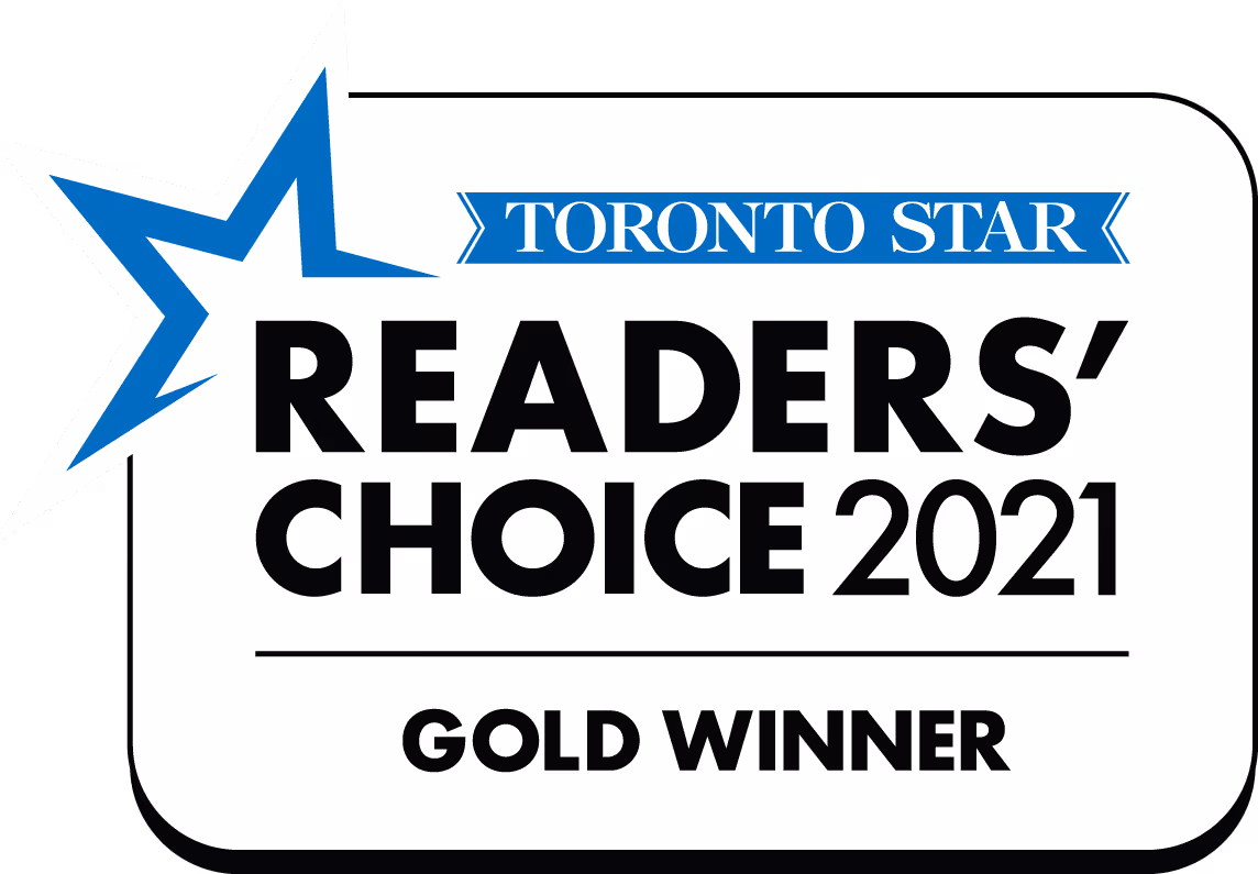 Toronto Star Readers' Choice 2021 Gold Winner badge with a blue star graphic