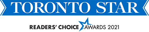 Toronto Star Readers' Choice Award 2021 emblem with a blue and black star graphic.