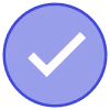 White checkmark inside a blue circle indicating acceptance or confirmation.