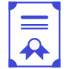 Blue diploma certificate with a seal ribbon at the bottom center.