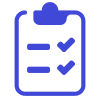 Clipboard with three horizontal lines and two check marks indicating completed tasks or checklist.