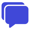 Two overlapping blue speech bubbles representing a chat or message conversation.