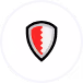 Shield-shaped emblem with a black outline, featuring a red and white jagged pattern inside.