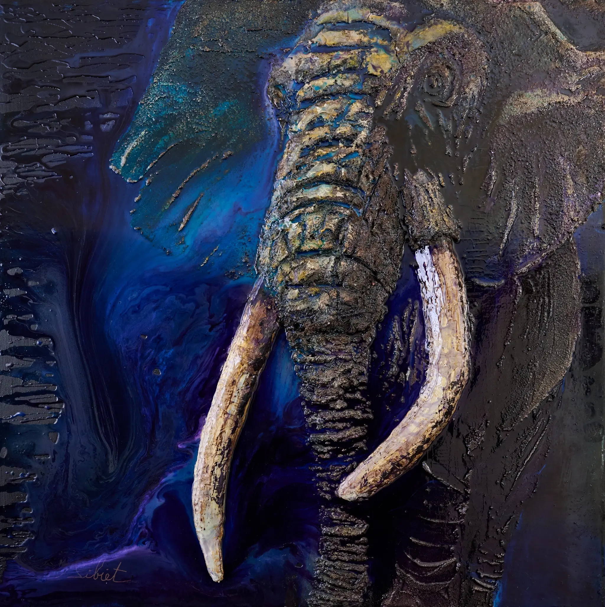 sauvegarde de l'éléphant, peinture originale de Sonia Sibiet