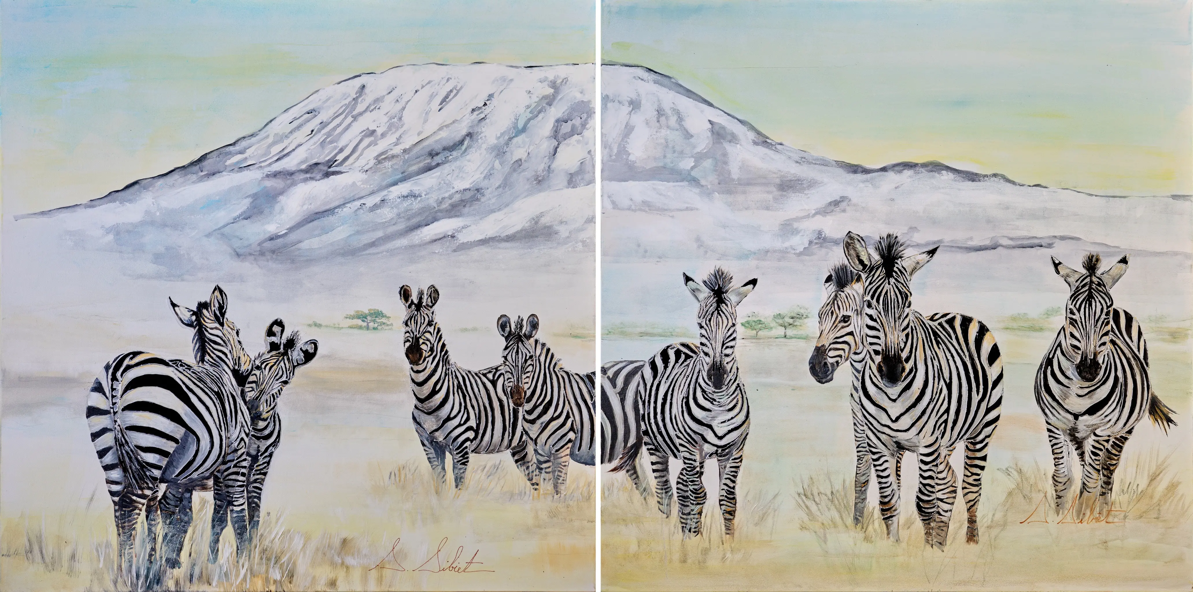 Kilimandjaro paadis de Tanzanie, peinture originale de Sonia Sibiet