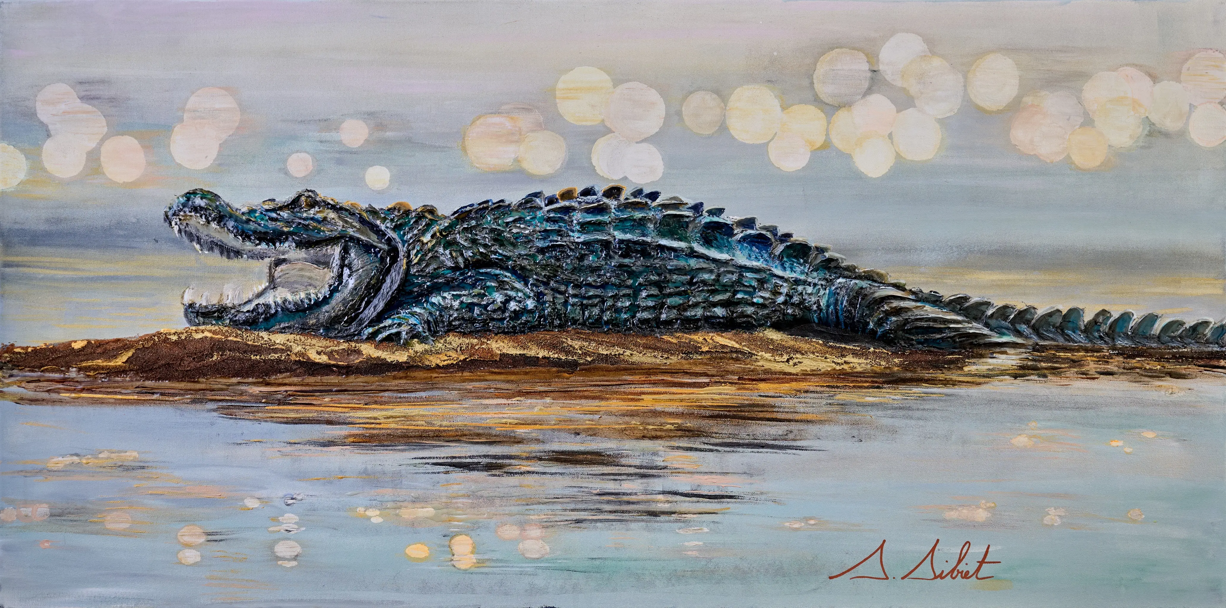 crocodile d'Afrique, peinture originale de Sonia Sibiet