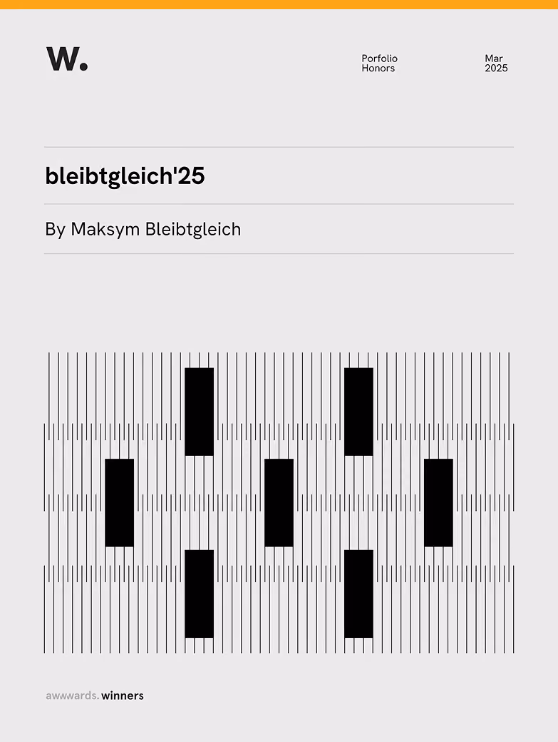 Awwwards Portfolio Honors certificate for bleibtgleich'25, March 2025