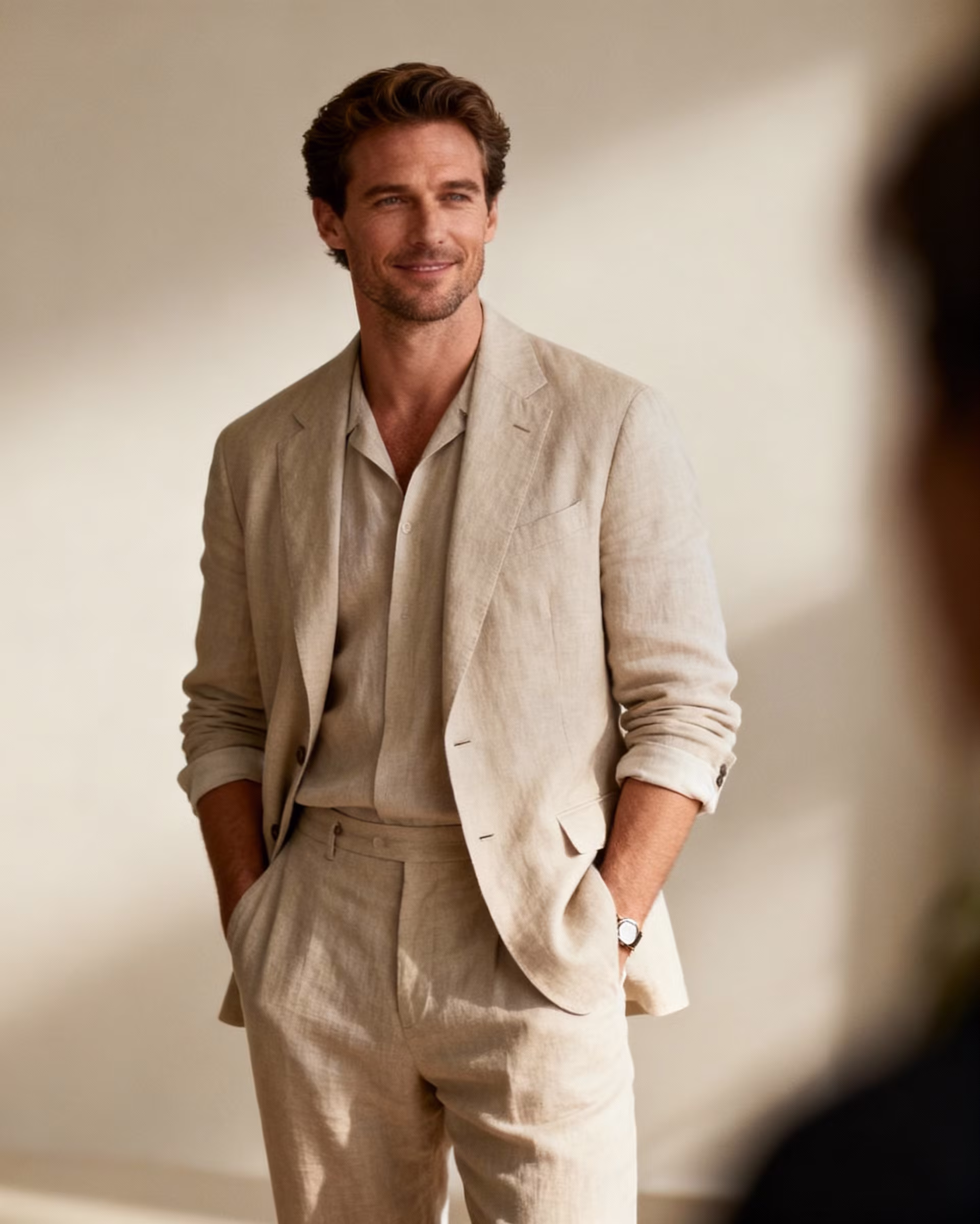 High-Waisted Linen Trousers