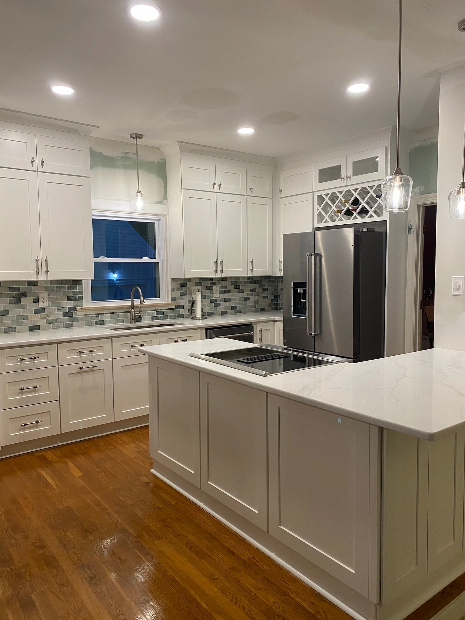 Custom white kitchen island cabinetry in Richmond VA