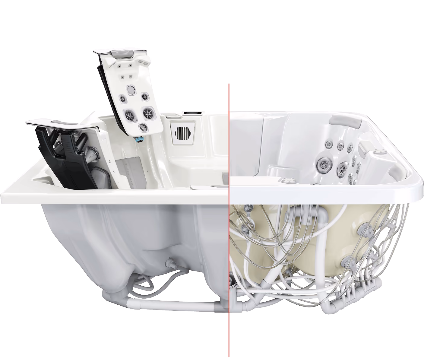 Bullfrog Spas piping system difference