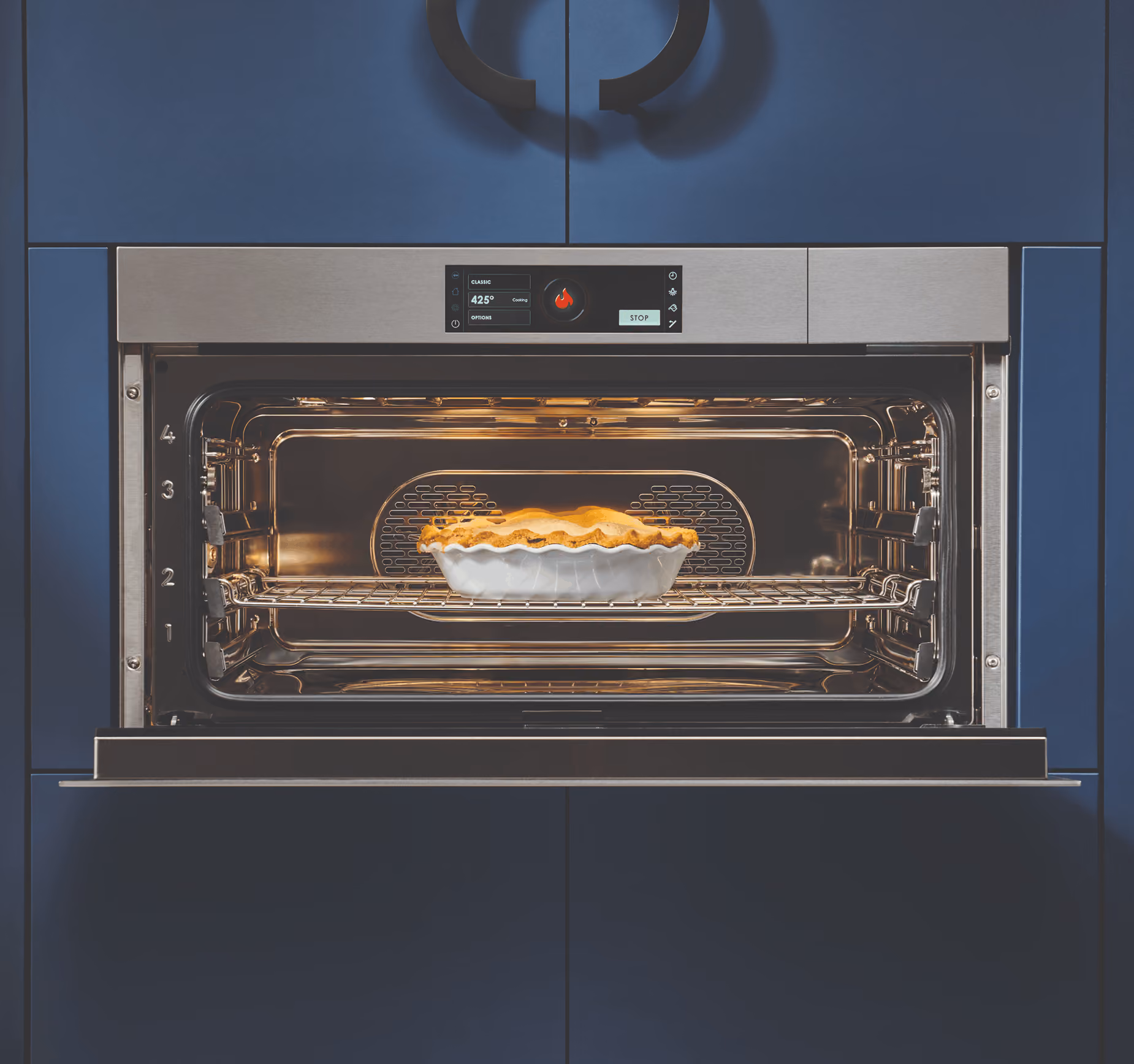 Wolf oven interior showing corner-to-corner heat saturation across all racks