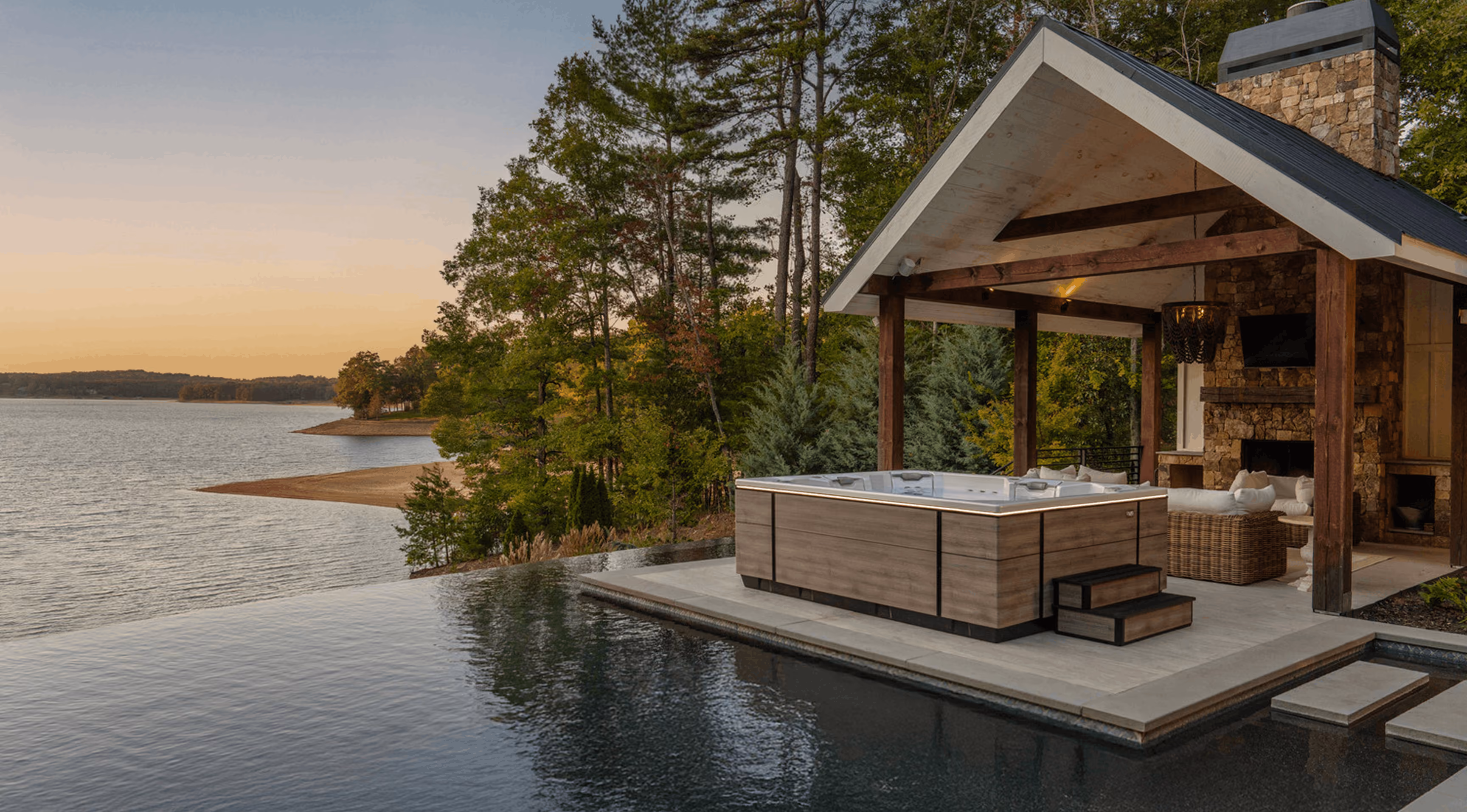 Bullfrog Spa installed in an outdoor setting, stocked at LPM Leigh