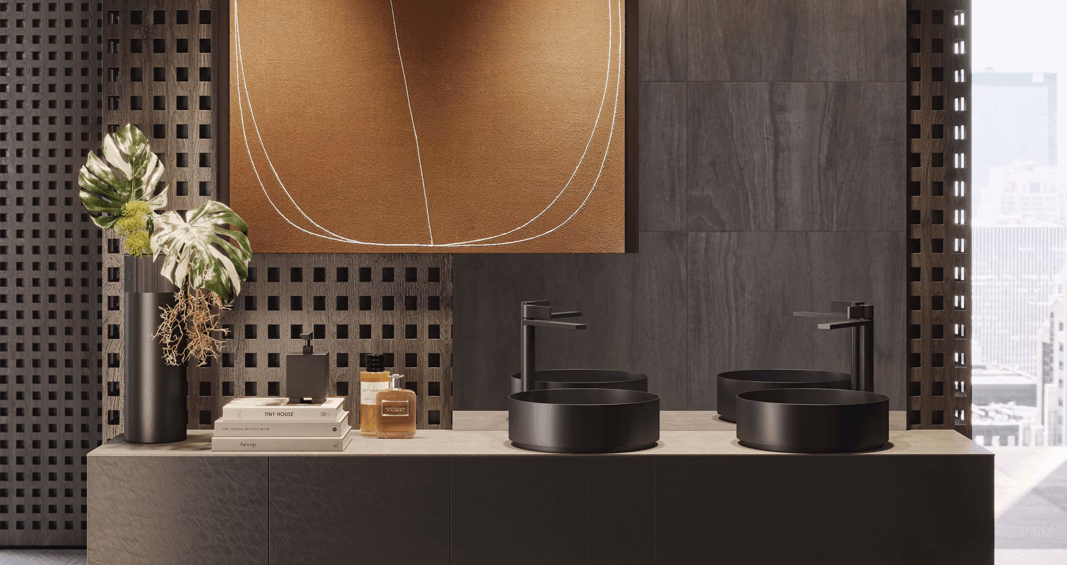 Gessi Inverso collection tap with cylindrical body, square base and ultra-slim spout