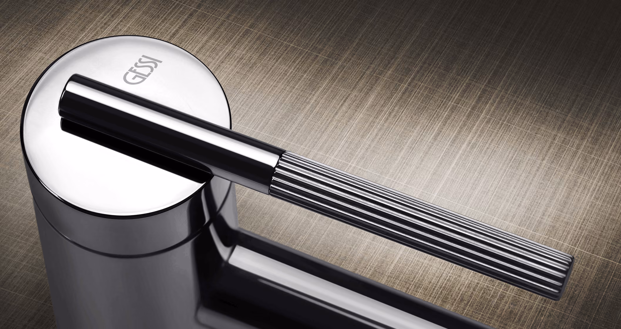 Gessi Ingranaggio collection tap with gear-forged handle