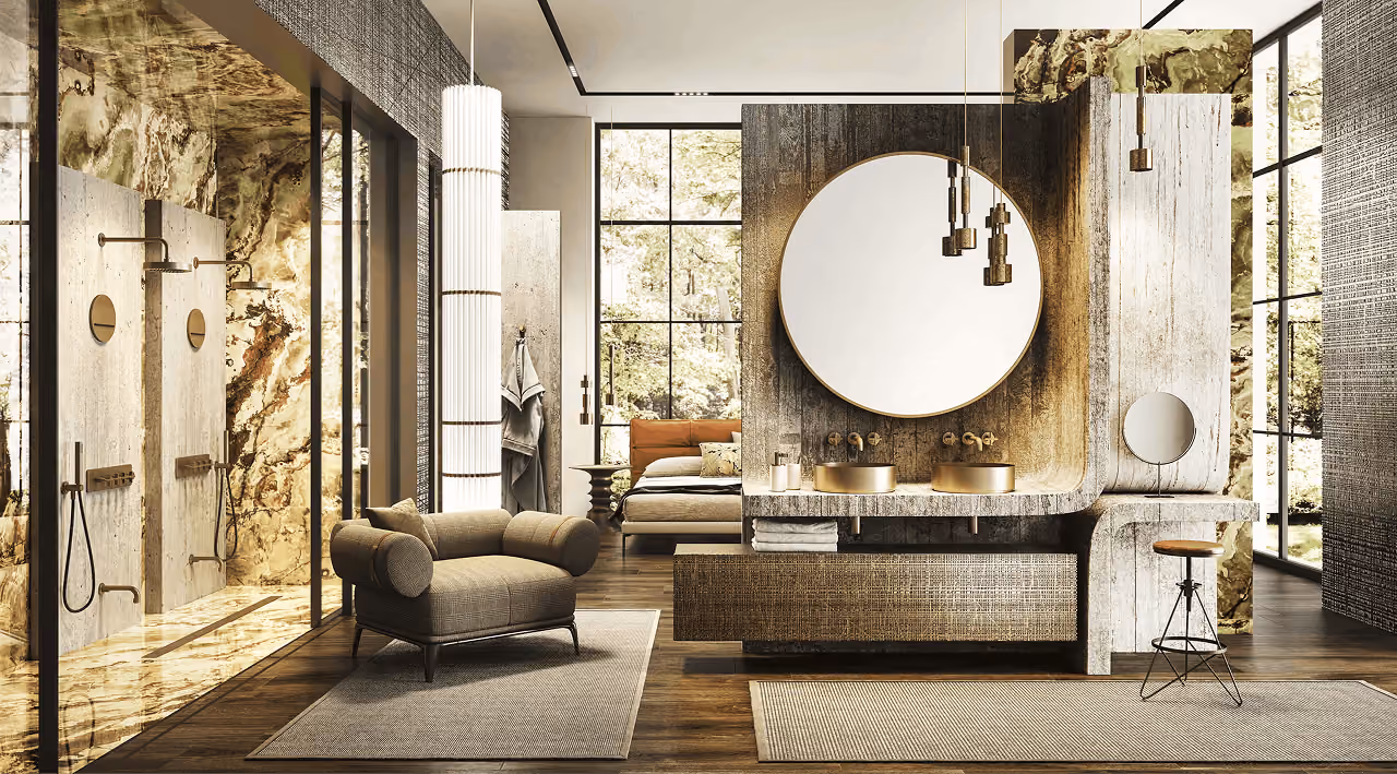 Gessi luxury bathroom brassware display at LPM showroom in Leigh
