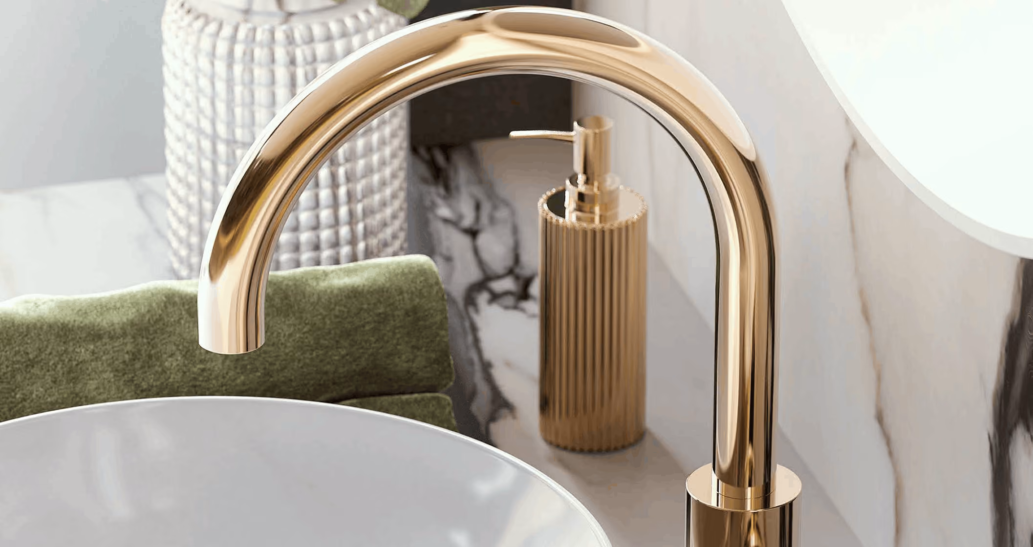 GRAFF Harley collection faucet with industrial styling and steering-wheel inspired handle