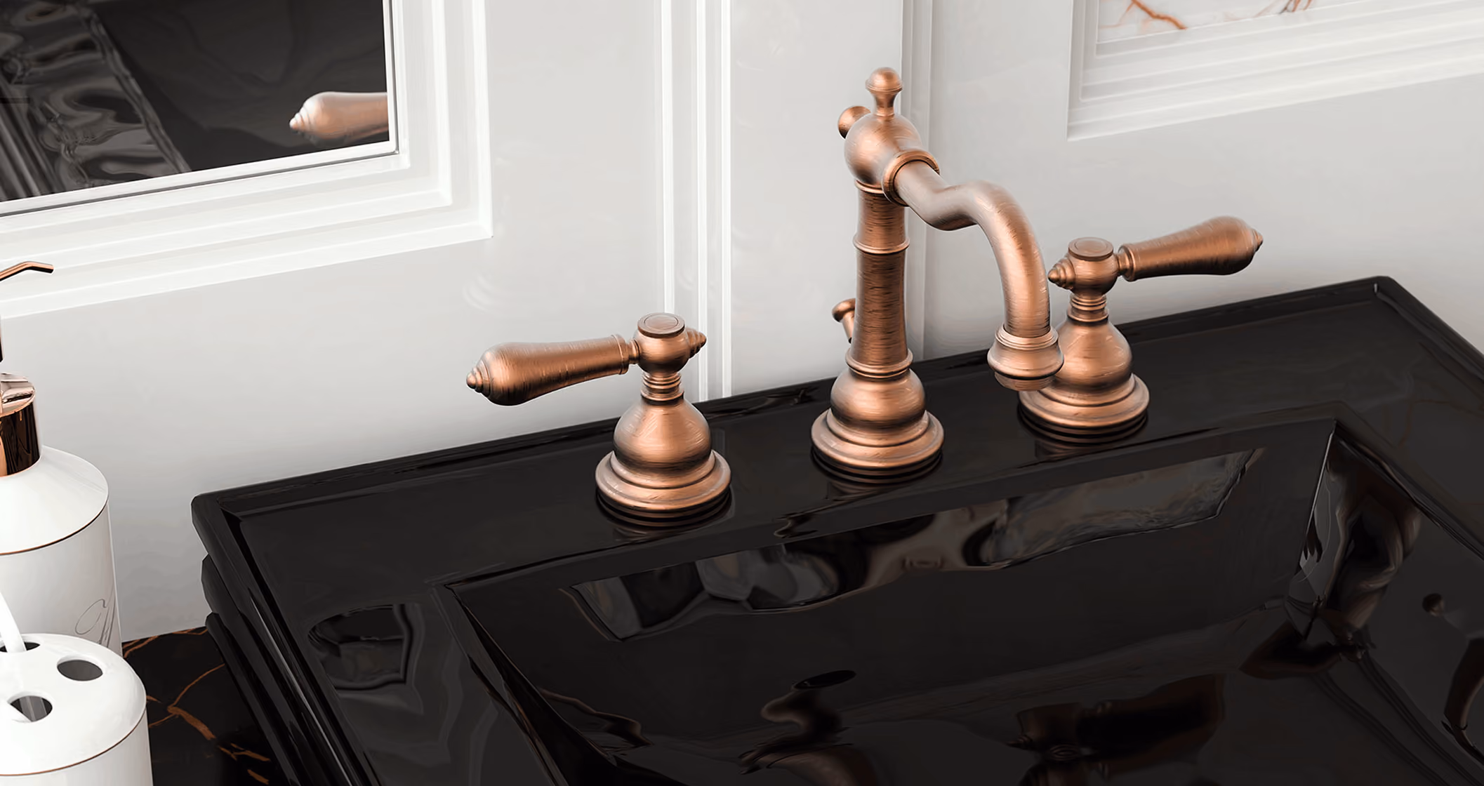 GRAFF Adley traditional bathroom tap with cross or porcelain handle options