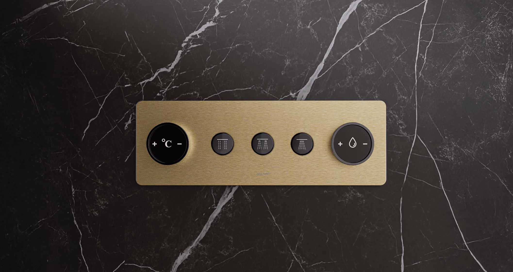 GRAFF RIVA shower system with adjustable flow, light and temperature control
