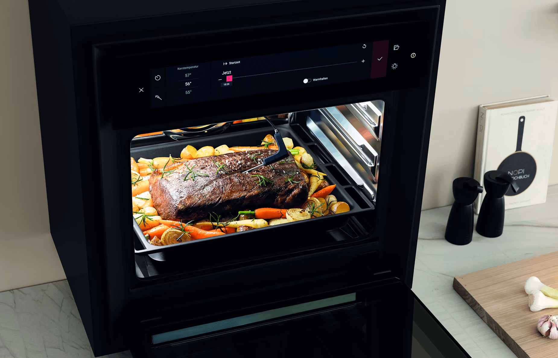 BORA X BO combined steam oven with large touchscreen control panel