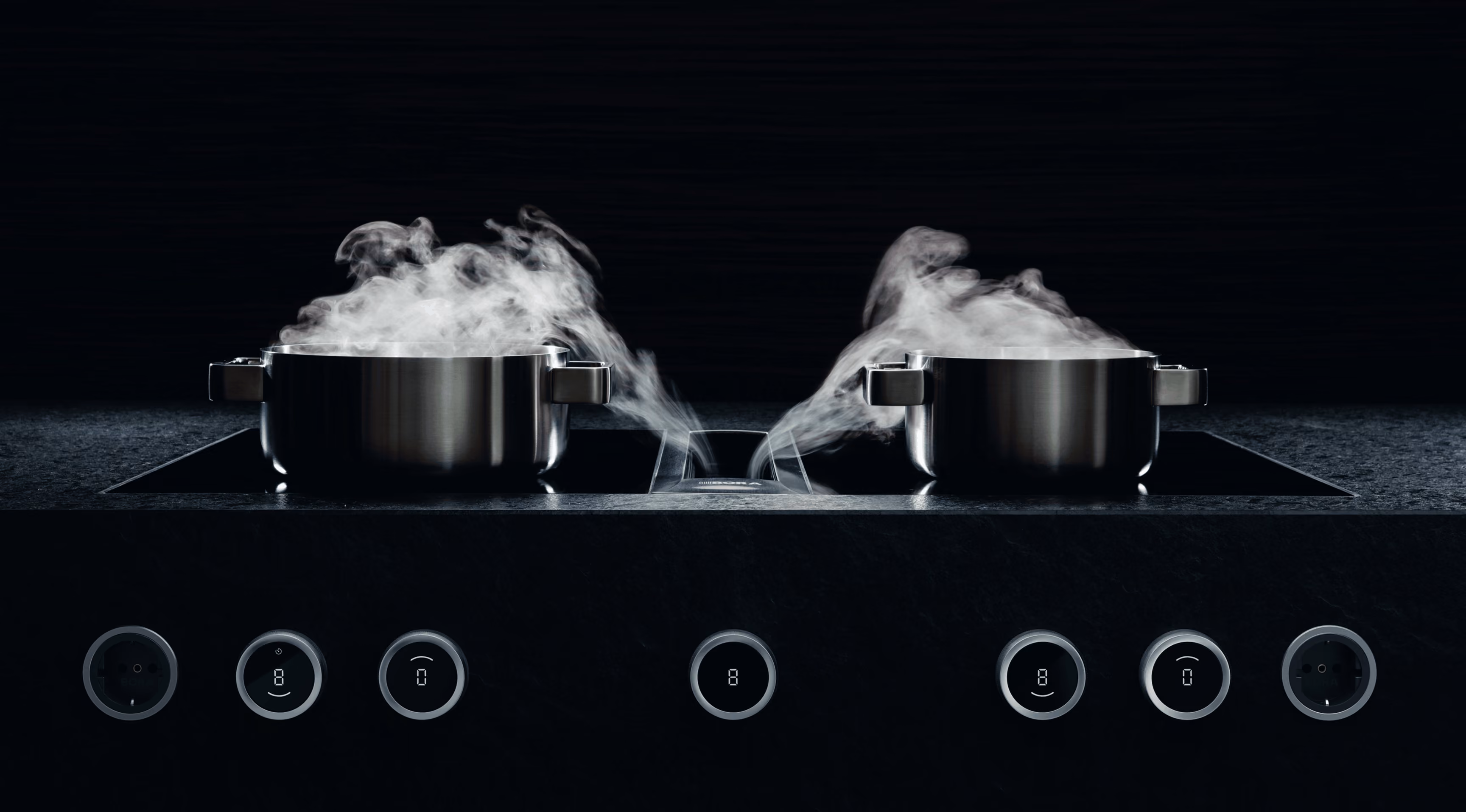 BORA cooktop extraction system in an open-plan kitchen, stocked at LPM Leigh