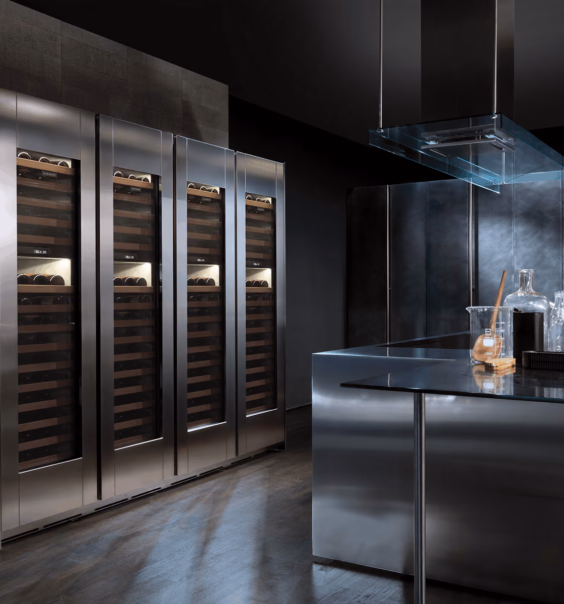 Sub-Zero wine cooler with temperature-controlled storage zones