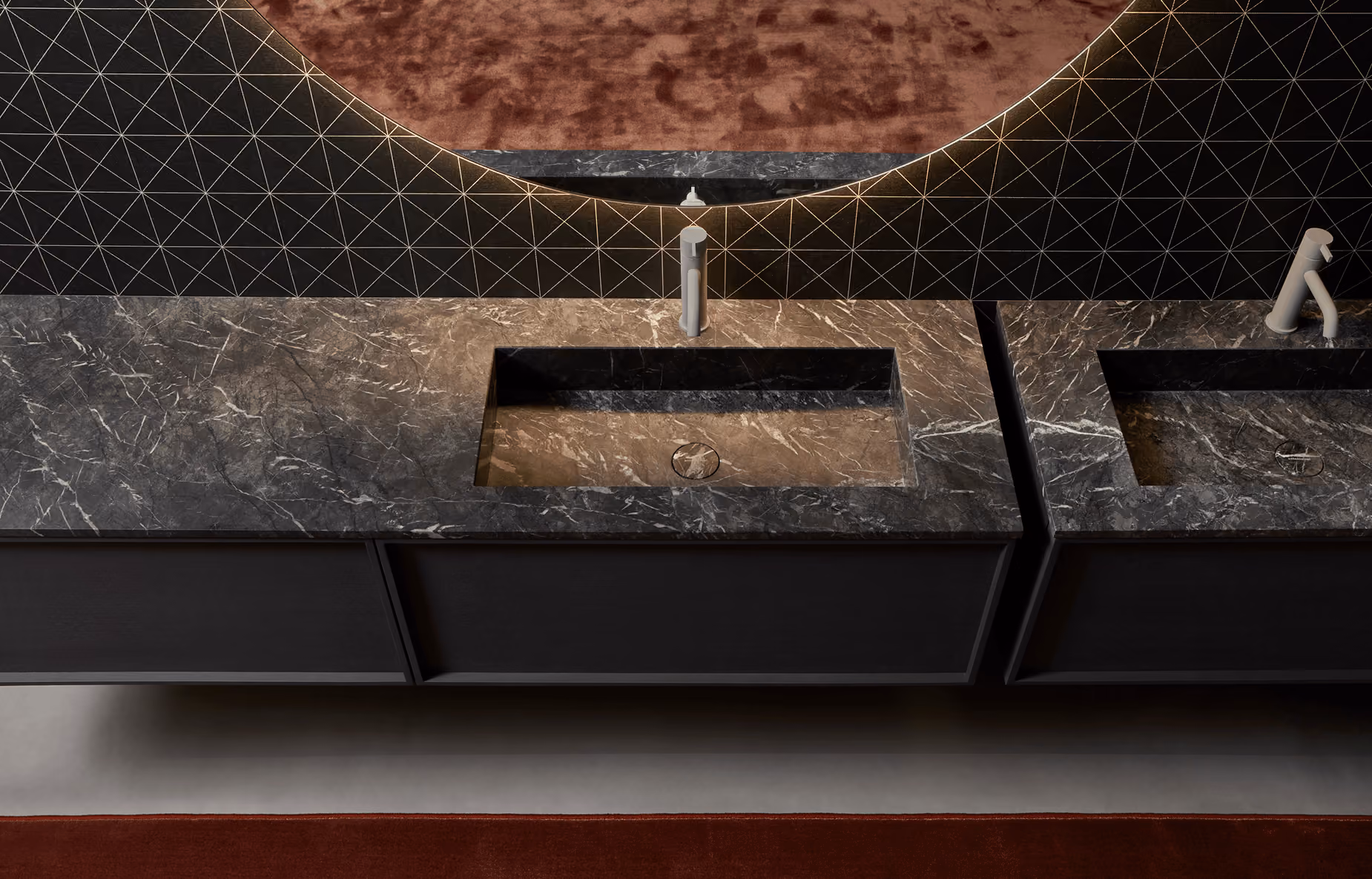 AntonioLupi bathroom design in avant-garde composite materials with seamless organic shapes