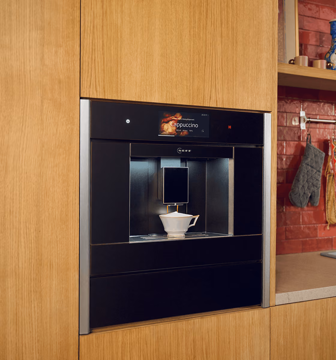 NEFF built-in coffee machine integrated into kitchen cabinetry