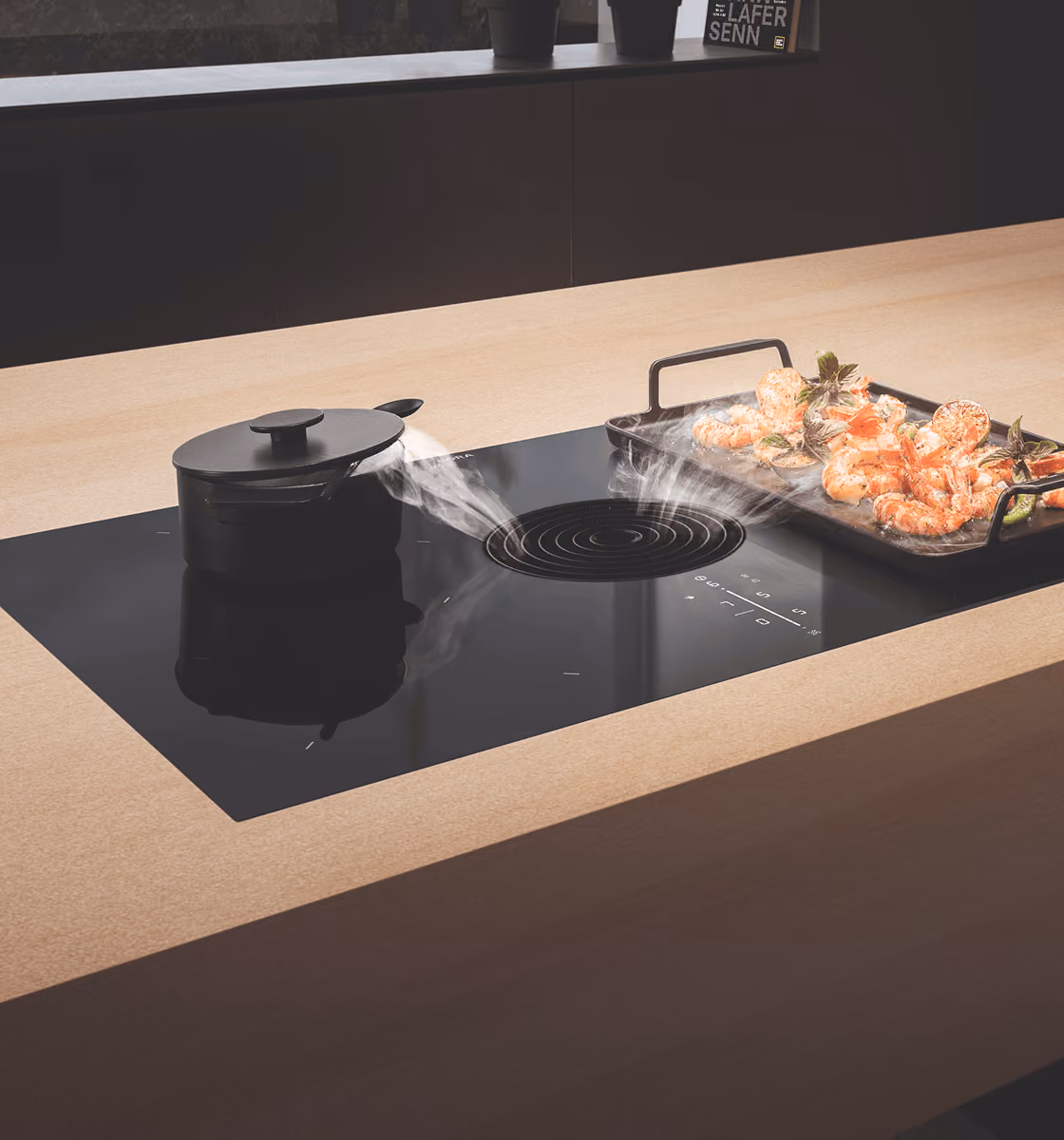 BORA vented cooktop with integrated downdraft extraction